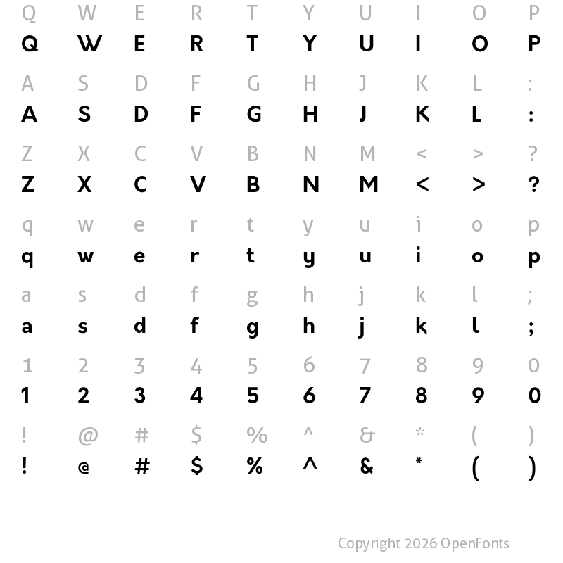 Character Map of Orkney Bold