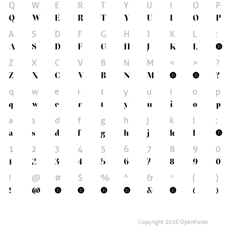 Character Map of Oroban Elegans-Trial Black
