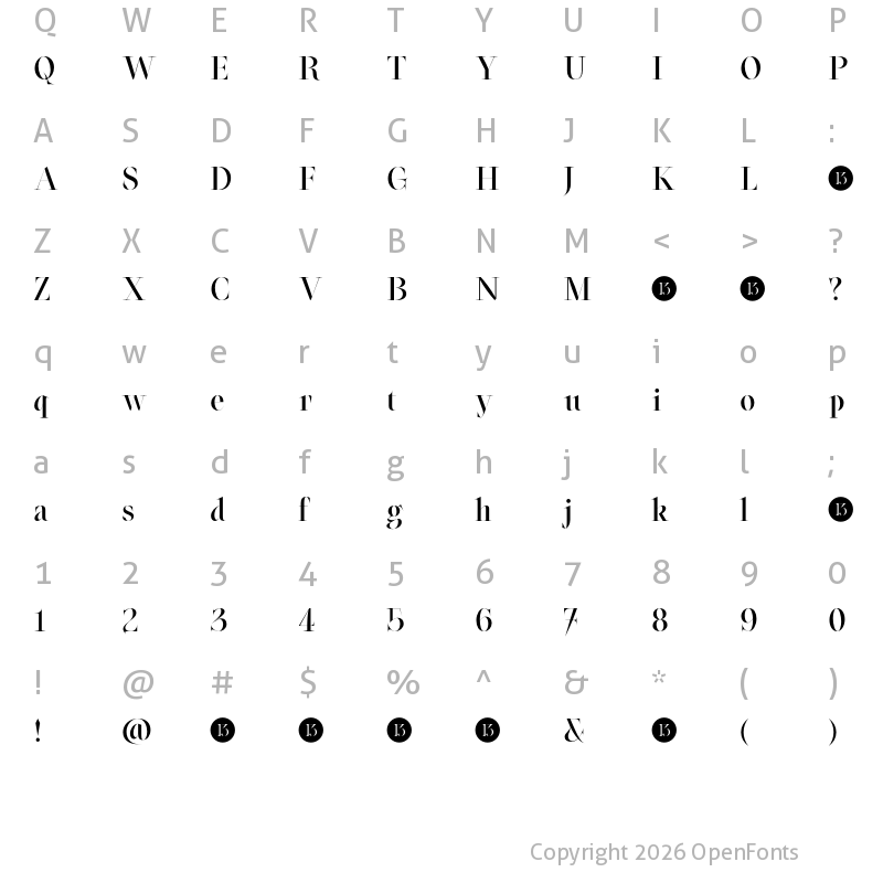Character Map of Oroban Elegans-Trial Bold