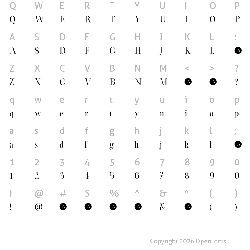Character Map of Oroban Elegans-Trial SemiBold