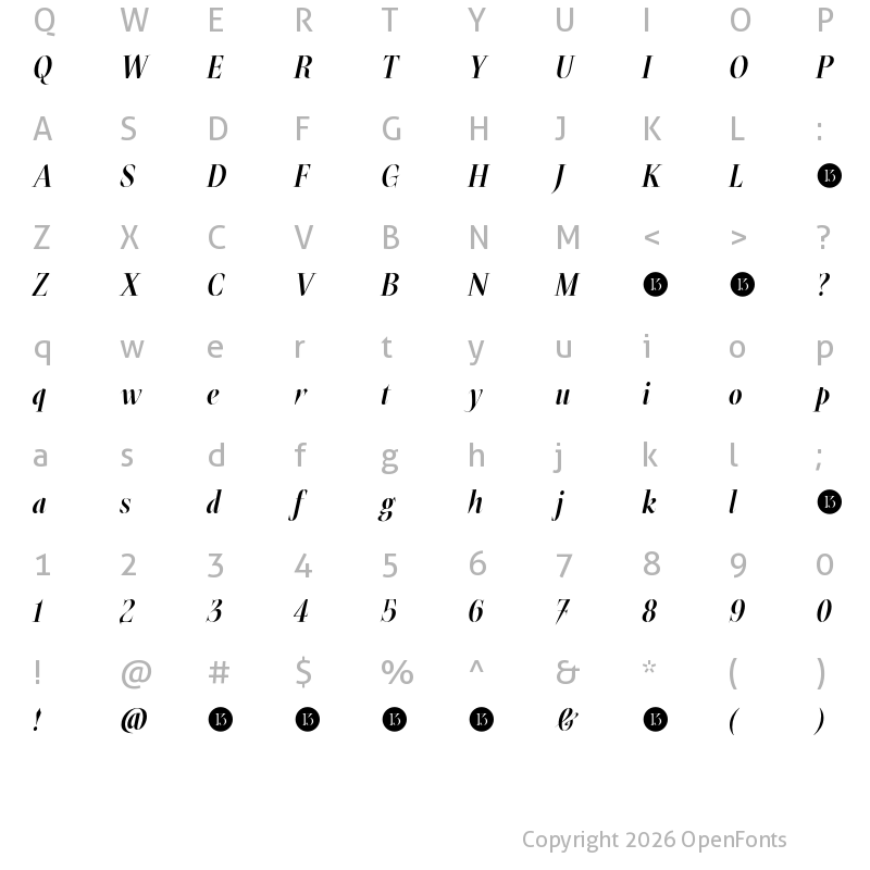 Character Map of Oroban Hermonthica-Trial ExtraBold Italic