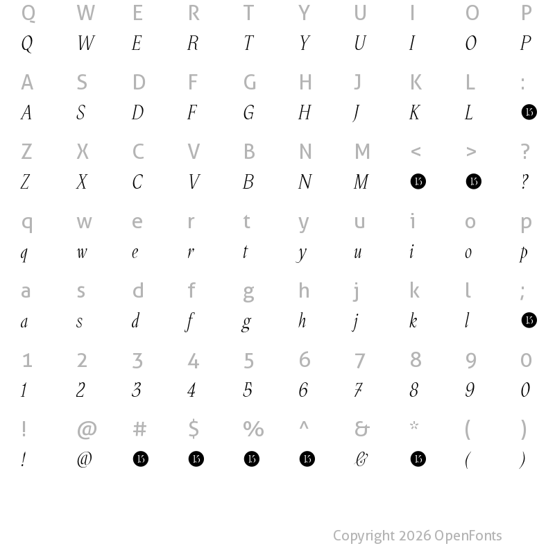 Character Map of Oroban Masuria-Trial Regular Italic