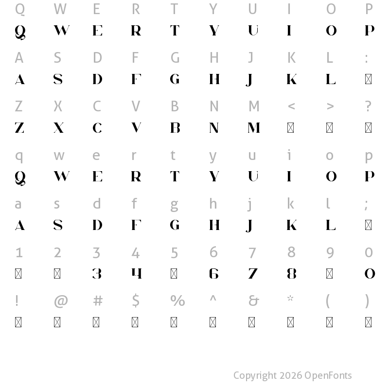 Character Map of Orphic Demo Regular