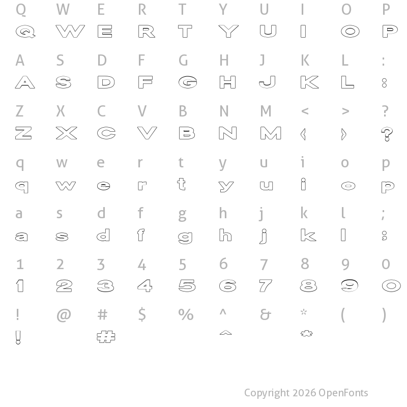 Character Map of Oscan Expanded Outline