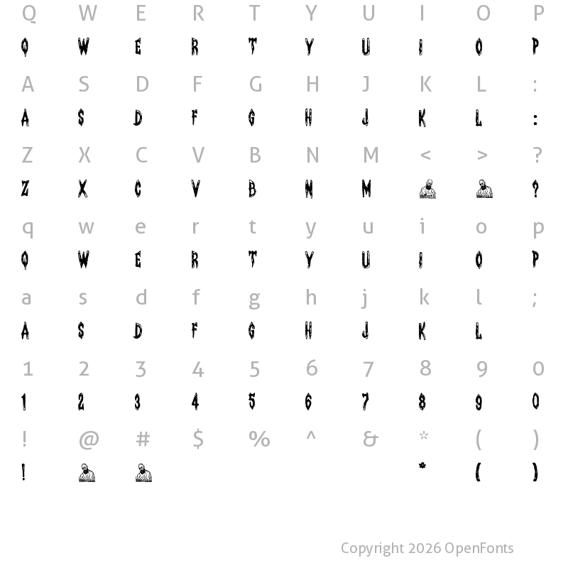 Character Map of Oscuridad Perpetua Regular