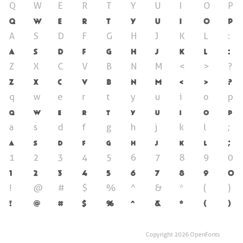 Character Map of Oskar Inline One Bold