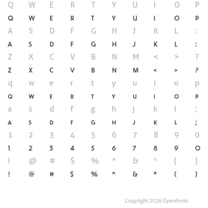 Character Map of Oskar Inline Two Regular