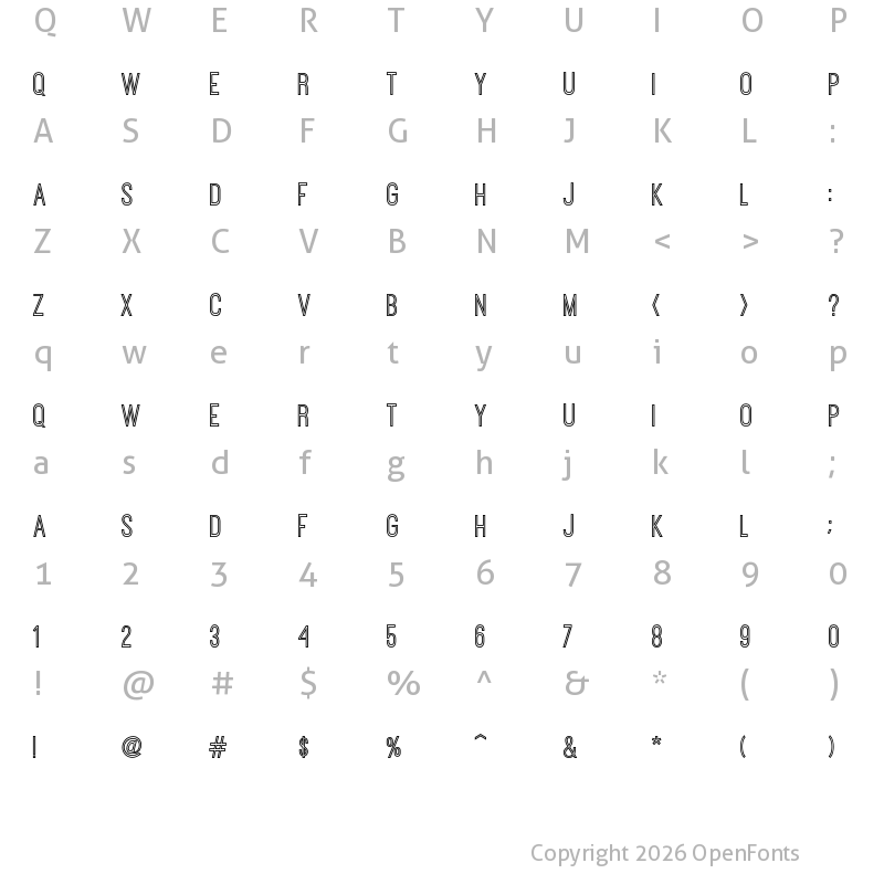 Character Map of Ostrich Sans Inline Regular