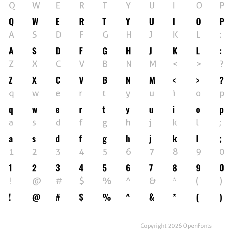 Character Map of Oswald SemiBold