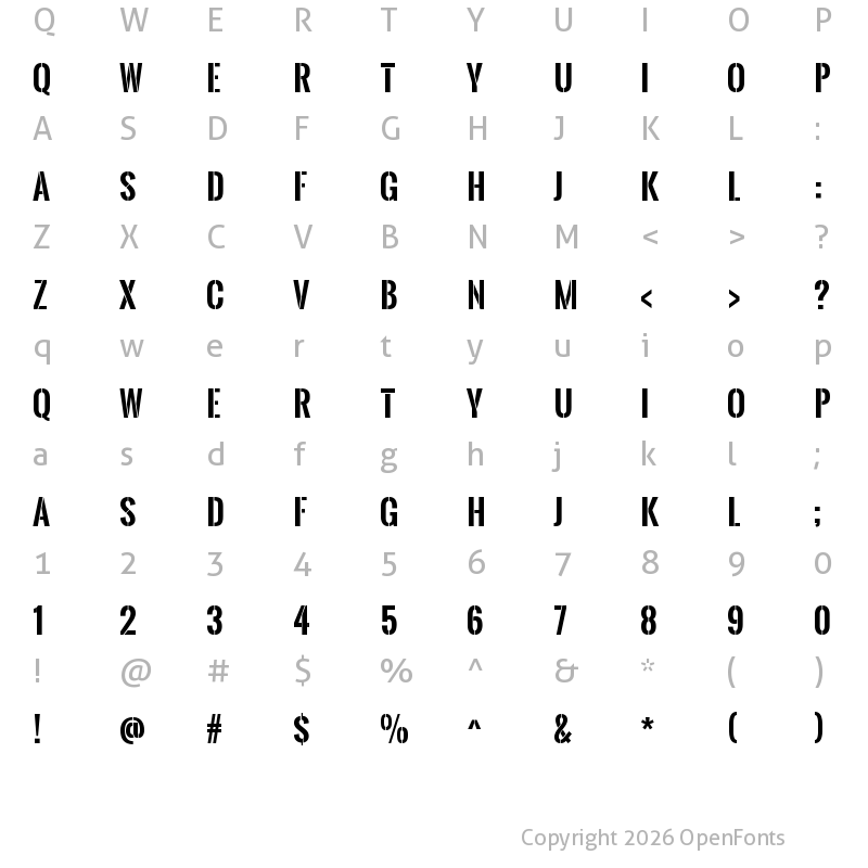 Character Map of Oswald Stencil Bold