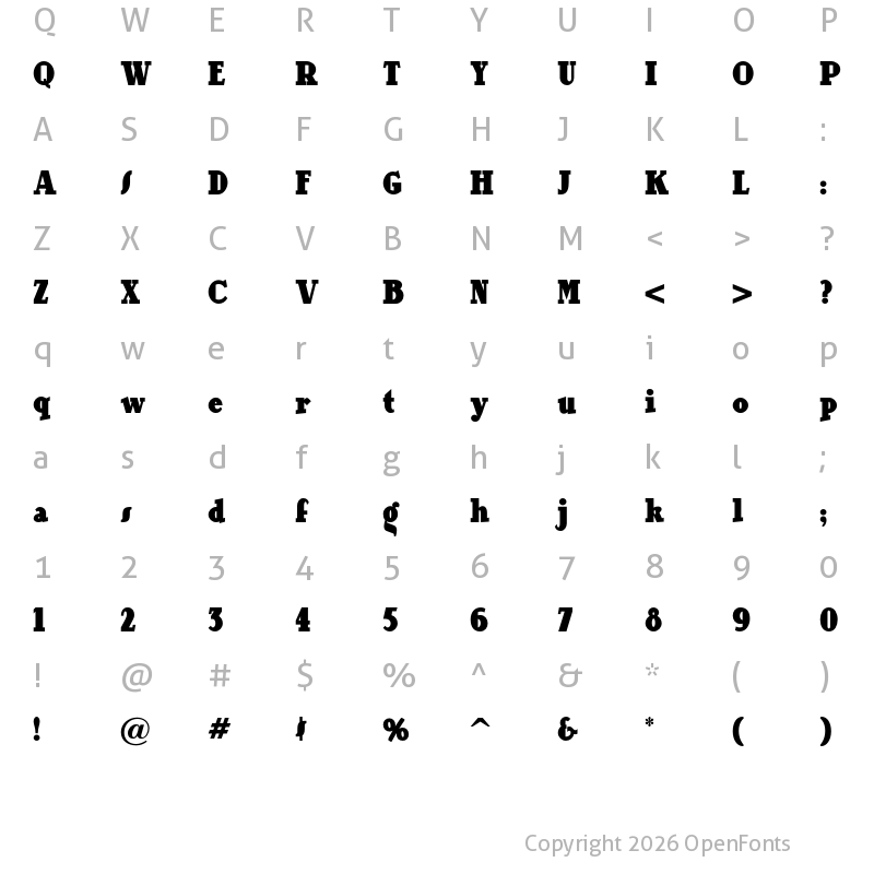 Character Map of Our Gang NF Regular