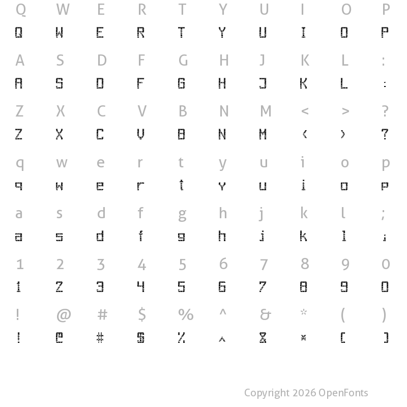 Character Map of Out AEG LCD Regular