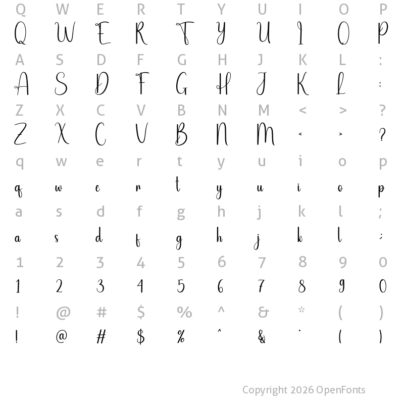 Character Map of Outdoor Regular