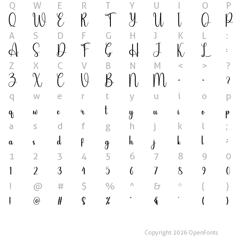 Character Map of Outfit Regular