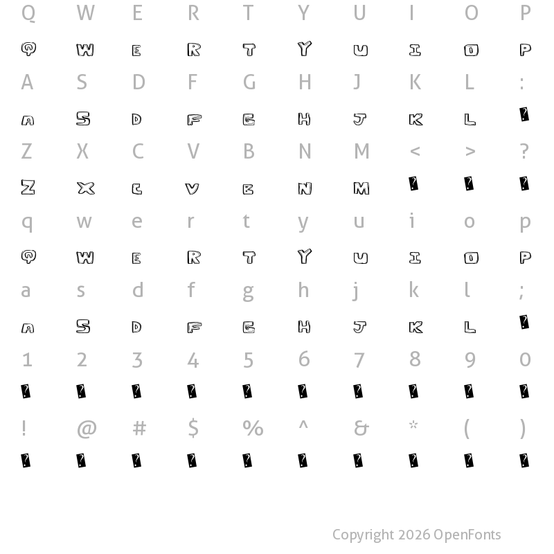 Character Map of OutlineTwelve Regular