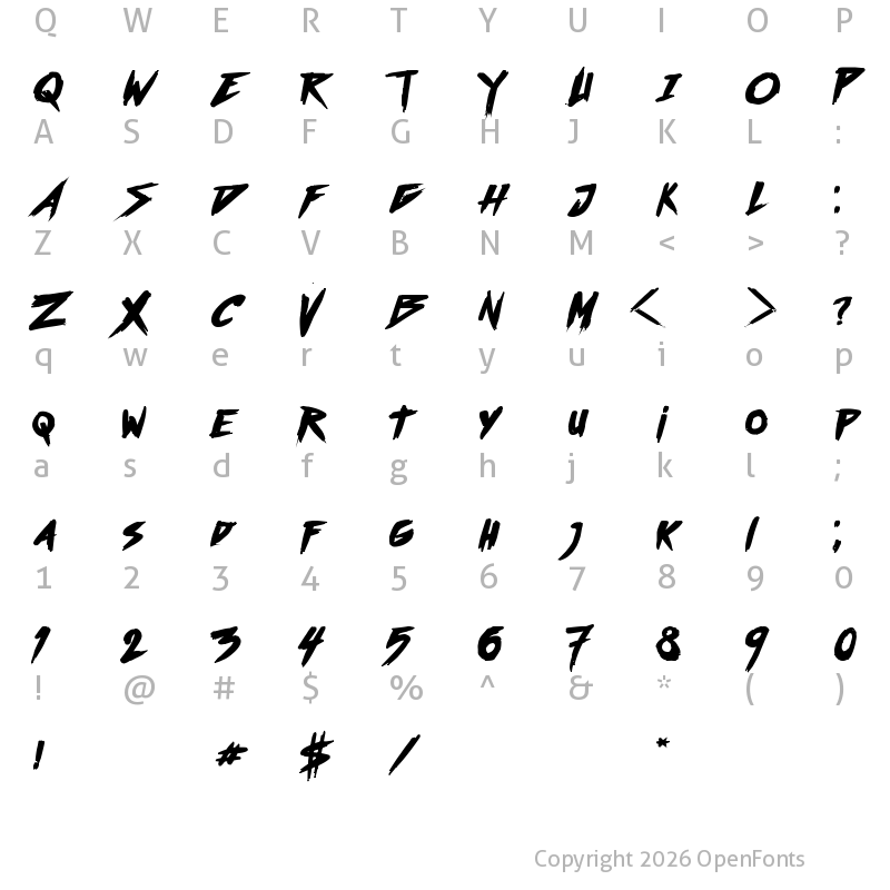 Character Map of Outrun future Bold