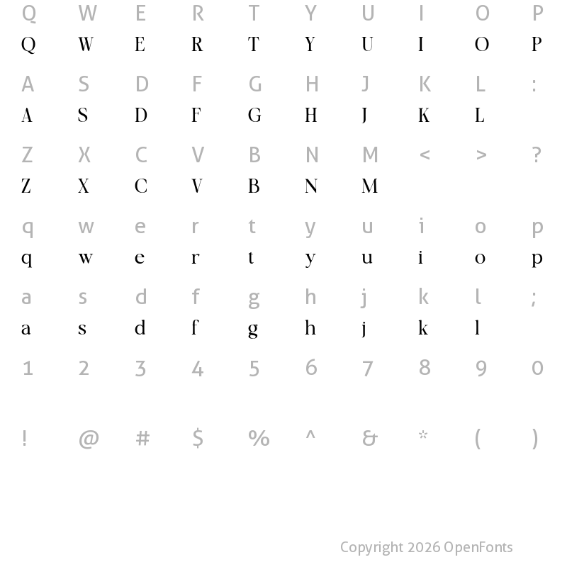 Character Map of ov cotin Regular