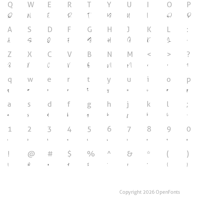 Character Map of Ovation Regular