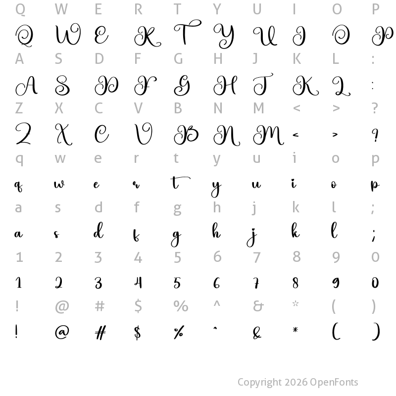 Character Map of Overlight Regular