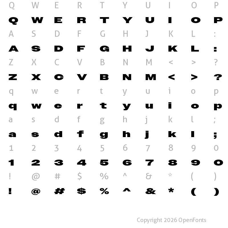 Character Map of Owners XWide Black