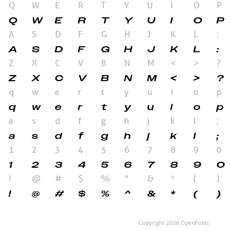 Character Map of Owners XWide Medium Italic