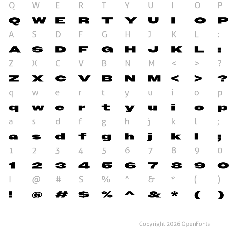 Character Map of Owners XXWide Black