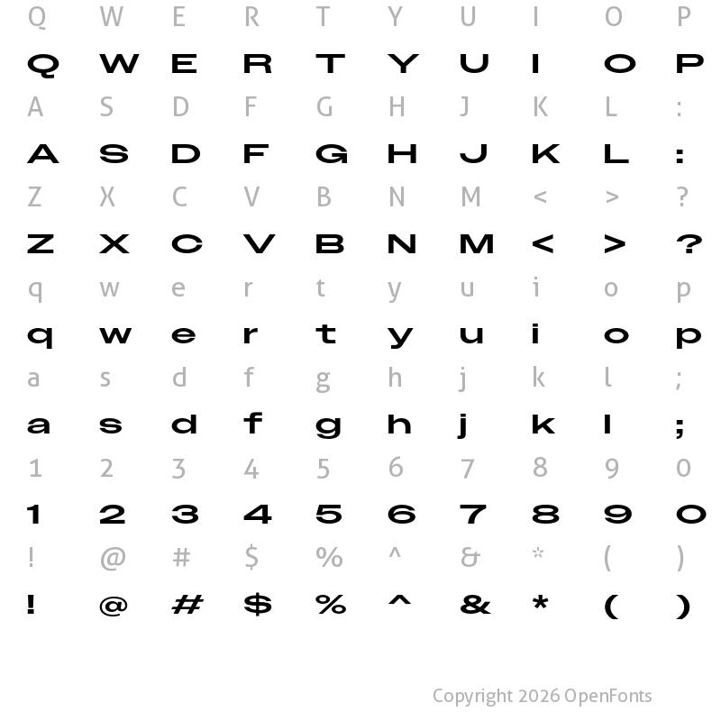 Character Map of Owners XXWide Medium