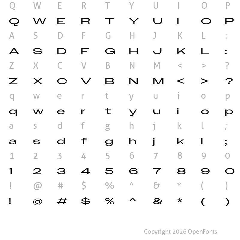 Character Map of Owners XXWide Regular