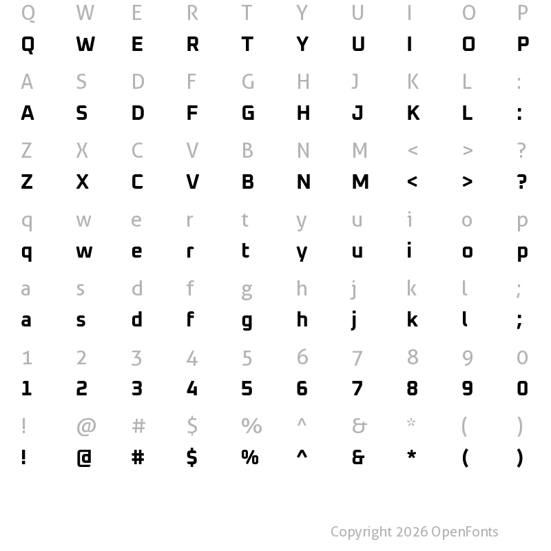 Character Map of Oxanium Bold