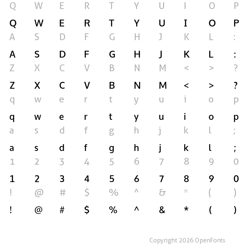 Character Map of Oxygen-Sans Sans-Bold