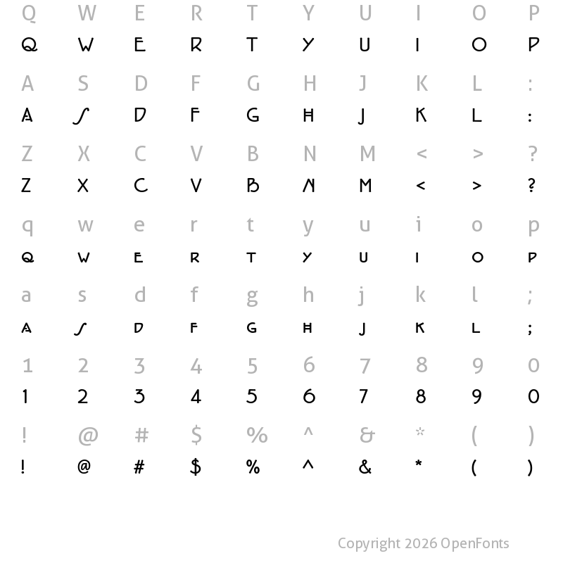 Character Map of P22 Eaglefeather Small Caps Bold