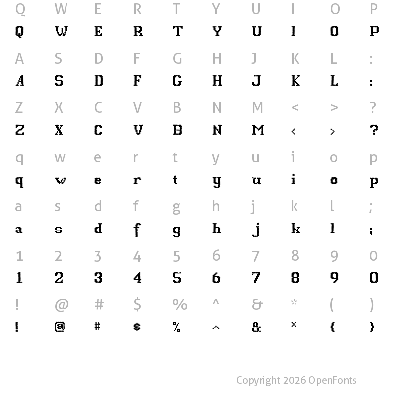 Character Map of P22 Folk Art Stitch