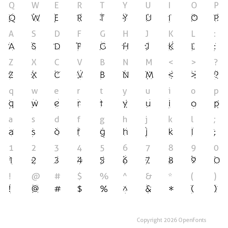 Character Map of P22 Yule Light Flurries