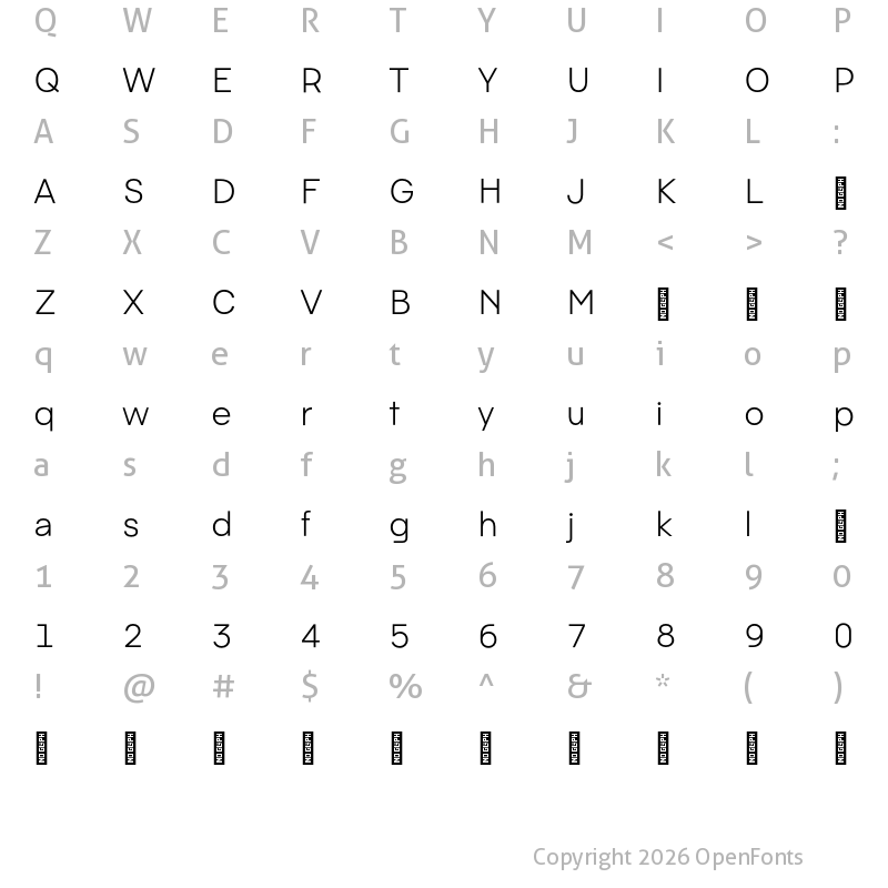Character Map of Pacaembu Trial Light