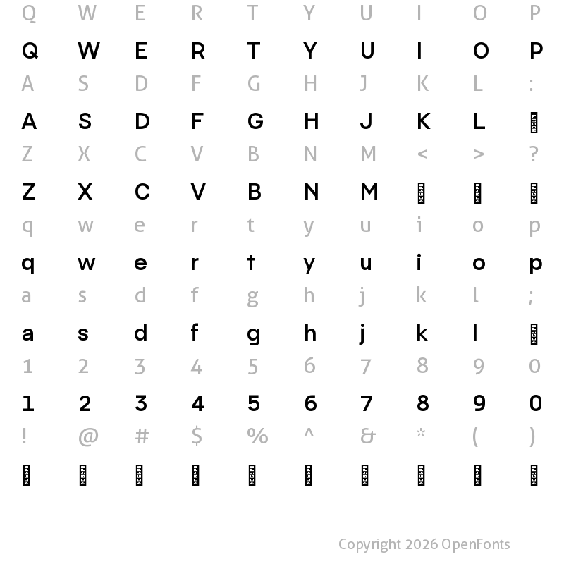 Character Map of Pacaembu Trial Regular