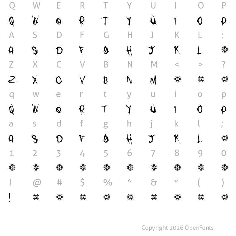 Character Map of Pack of Wolves Regular