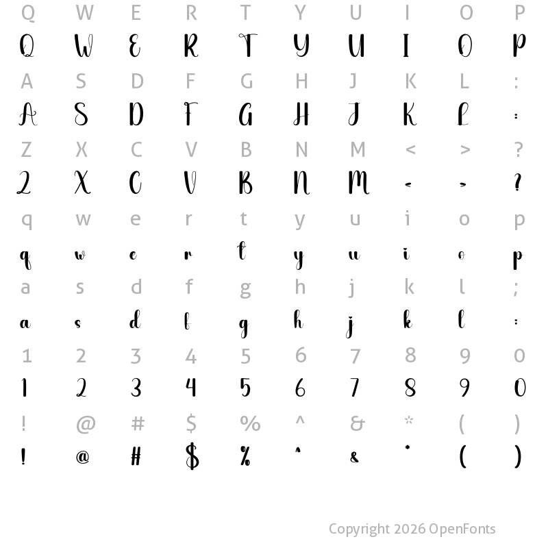 Character Map of Paddock Regular