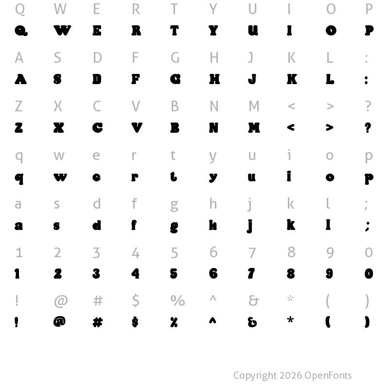 Character Map of Pagolla Regular