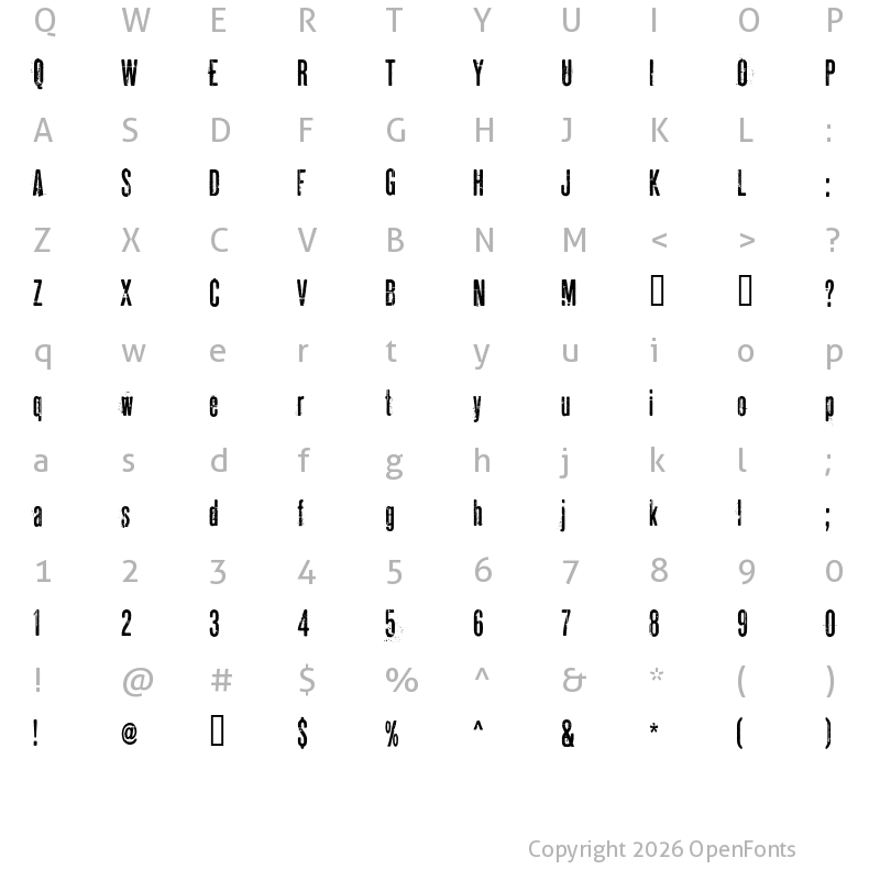 Character Map of Pahuenga Cass Regular