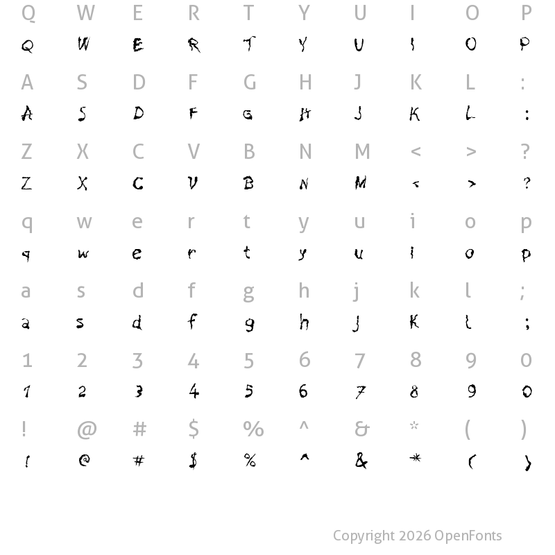 Character Map of Pain N Bleed Regular