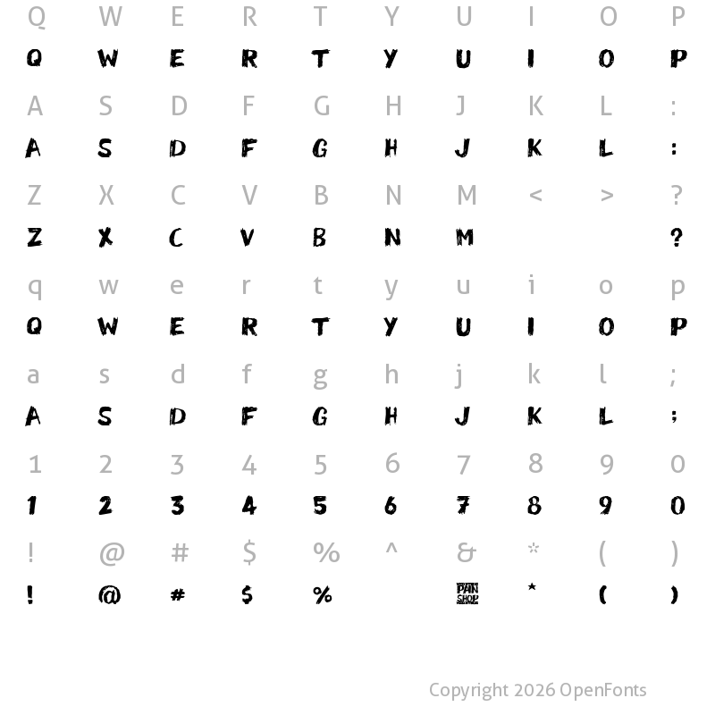 Character Map of Pain Shop Regular