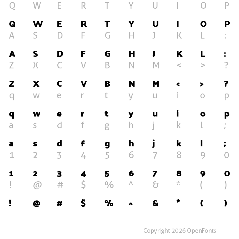 Character Map of Palanquin Dark Bold