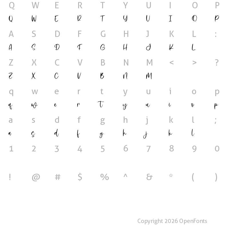 Character Map of Palm Fortress Regular