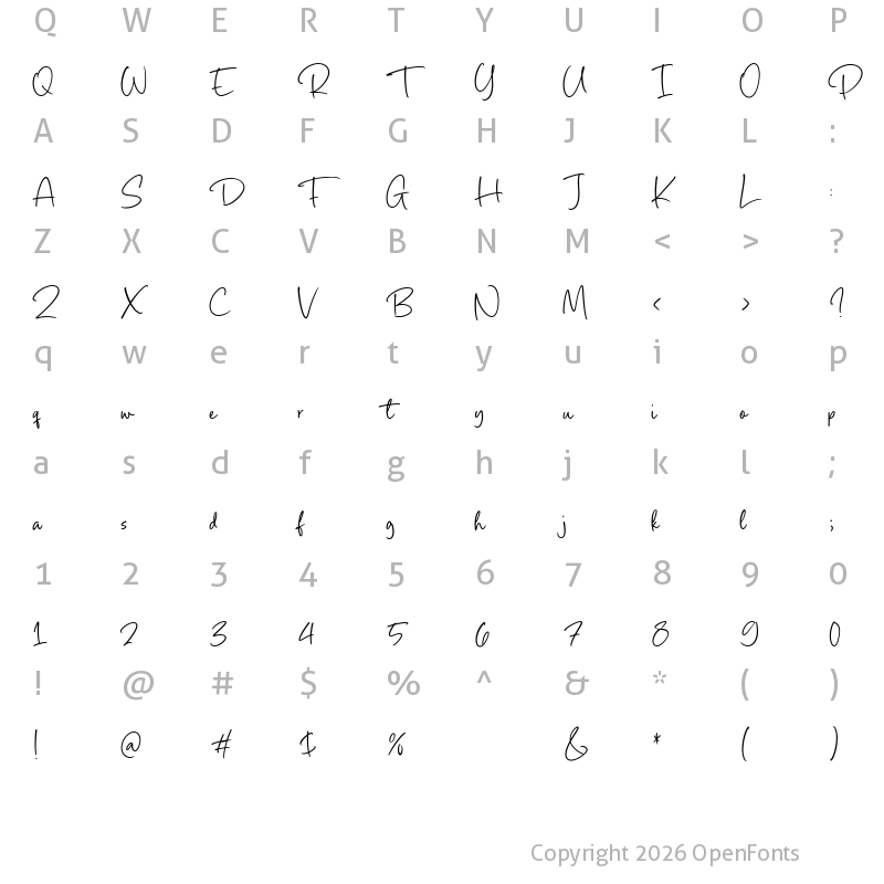 Character Map of Palms Delight Regular