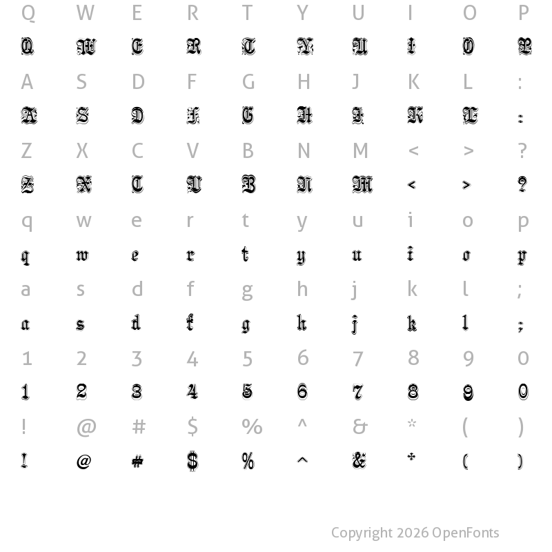 Character Map of Pamela Regular