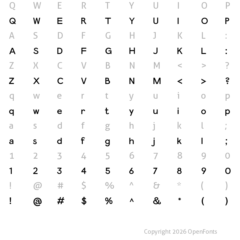Character Map of Panamera Regular