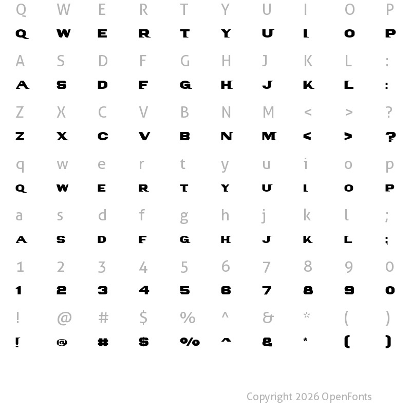 Character Map of PanAmTextCaps Regular