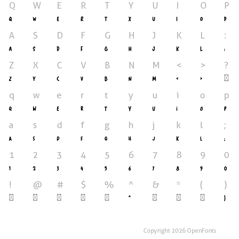 Character Map of Pancrack DEMO Regular