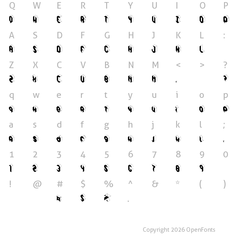 Character Map of Pandimencional Bold