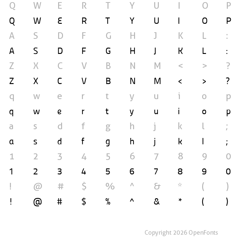 Character Map of Panefresco 500wt Regular